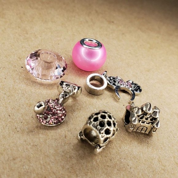 Set of 6 Charms: Minnie Mouse Theme - Silver Plated - Create Your Own Bracelet - Picture 2 of 8